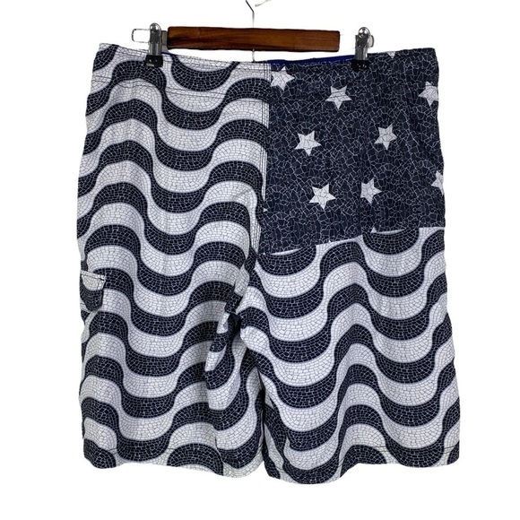 Speedo Flag Laced Front Swim Trunks Men's 36 Black Gray Mesh Lining‎ - Picture 2 of 8